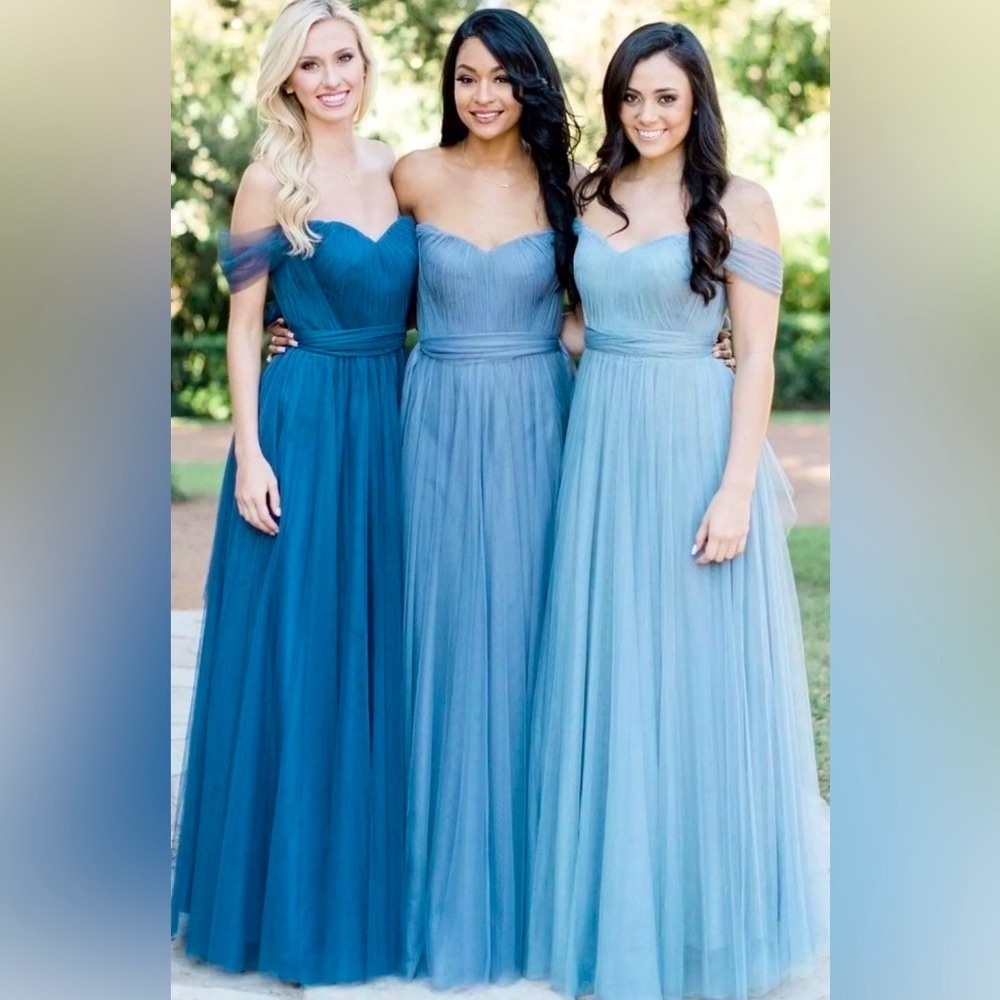 Revelry Rosalie Tulle Convertible Bridesmaid Dress Gray SZ 8 - Picture 5 of 13